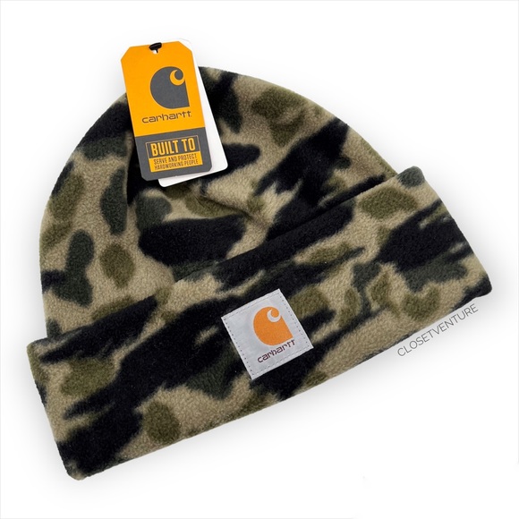 Carhartt Other - Carhartt Green Tan Camo Fleece Beanie Hat Men’s One Size